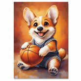 Corgi Dog Sports Jersey Painting for Pet Dad's Bedroom Décor Gift for Husband's Birthday on Ready to Hang 1.5" Thick Canvas Wrap, Floating Framed Canvas, Flat Rolled Canvas